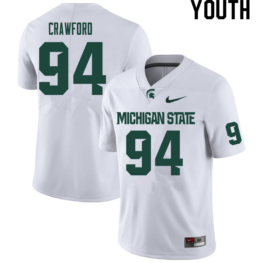 Youth #94 Mitchell Crawford Michigan State Spartans College Football Jerseys Sale-White